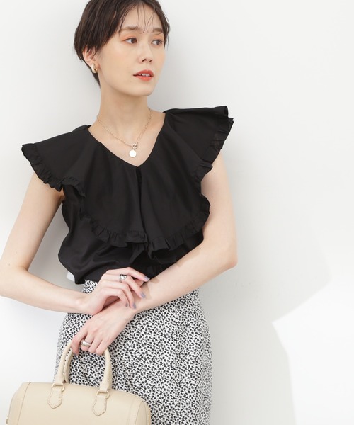 N.(N. Natural Beauty Basic)(エヌエヌナチュラルビューティーベーシック)の「◆コットンラッフルブラウス(シャツ/ブラウス・レディース・オフホワイト/ブラック/レッド・MEDIUM)」の15枚目の写真