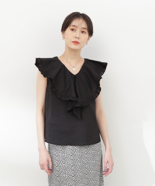 N.(N. Natural Beauty Basic)(エヌエヌナチュラルビューティーベーシック)の「◆コットンラッフルブラウス(シャツ/ブラウス・レディース・オフホワイト/ブラック/レッド・MEDIUM)」の7枚目の写真