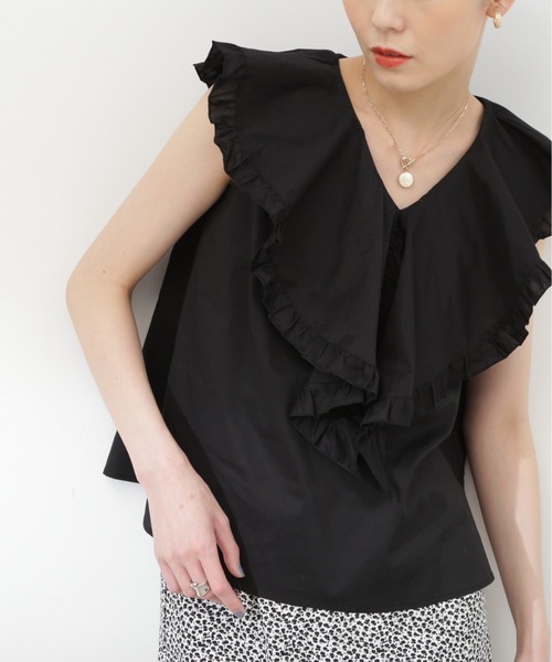 N.(N. Natural Beauty Basic)(エヌエヌナチュラルビューティーベーシック)の「◆コットンラッフルブラウス(シャツ/ブラウス・レディース・オフホワイト/ブラック/レッド・MEDIUM)」の5枚目の写真