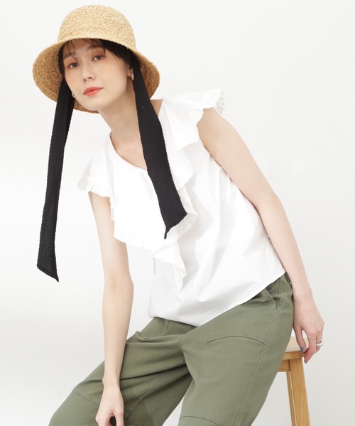 N.(N. Natural Beauty Basic)(エヌエヌナチュラルビューティーベーシック)の「◆コットンラッフルブラウス(シャツ/ブラウス・レディース・オフホワイト/ブラック/レッド・MEDIUM)」の10枚目の写真