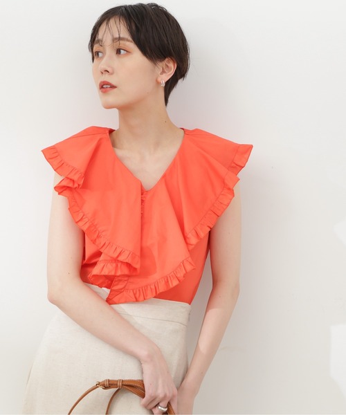 N.(N. Natural Beauty Basic)(エヌエヌナチュラルビューティーベーシック)の「◆コットンラッフルブラウス(シャツ/ブラウス・レディース・オフホワイト/ブラック/レッド・MEDIUM)」の4枚目の写真