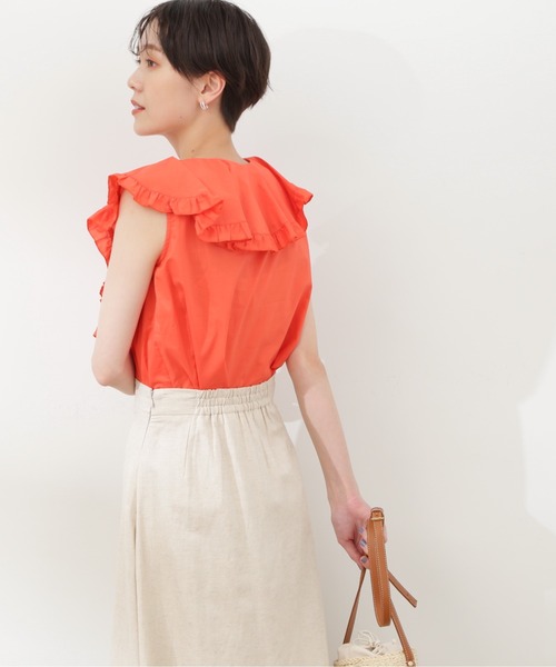 N.(N. Natural Beauty Basic)(エヌエヌナチュラルビューティーベーシック)の「◆コットンラッフルブラウス(シャツ/ブラウス・レディース・オフホワイト/ブラック/レッド・MEDIUM)」の16枚目の写真