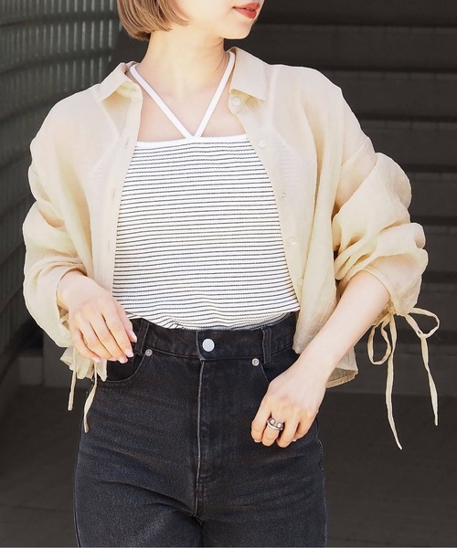 tiptop(ティップトップ)の「シアー袖ドロストショート丈シャツ(シャツ/ブラウス・レディース・ブラック/オフホワイト/ピンク/イエロー/ブルー/ブルー系その他/ブラック系その他・FREE)」の22枚目の写真