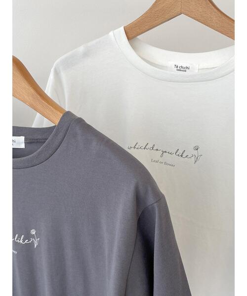 Te chichi TERRASSE(テチチテラス)の「ドローイングロゴTシャツ(Tシャツ/カットソー・レディース・チャコールグレー/グリーン/オフホワイト・F)」の2枚目の写真