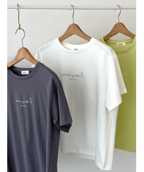 Te chichi TERRASSE(テチチテラス)の「ドローイングロゴTシャツ(Tシャツ/カットソー・レディース・チャコールグレー/グリーン/オフホワイト・F)」の6枚目の写真