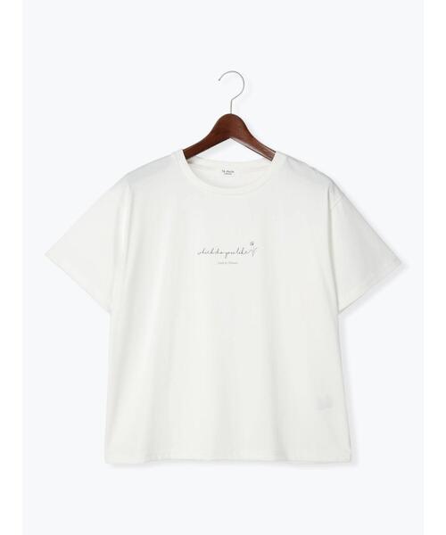 Te chichi TERRASSE(テチチテラス)の「ドローイングロゴTシャツ(Tシャツ/カットソー・レディース・チャコールグレー/グリーン/オフホワイト・F)」の9枚目の写真