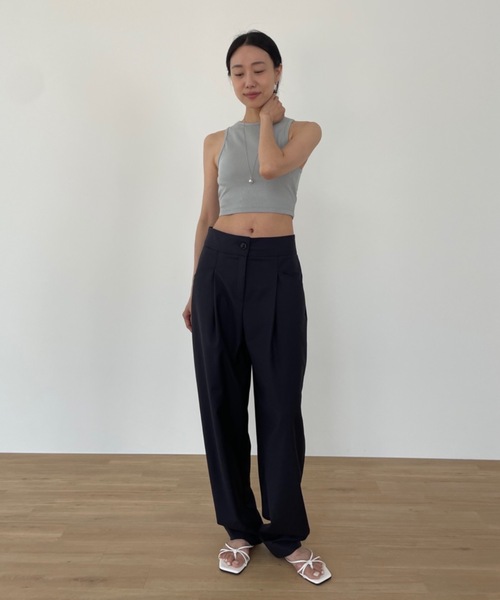 Didot.showroom（ディドット ショールーム）の「クロップドアメスリタンク（パッド入り）（タンクトップ・レディース・ホワイト/ブラック/ヘザーグレー/ブルーグレー・FREE）」の5枚目の写真