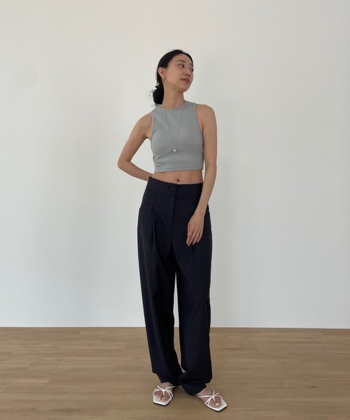 Didot.showroom（ディドット ショールーム）の「クロップドアメスリタンク（パッド入り）（タンクトップ・レディース・ホワイト/ブラック/ヘザーグレー/ブルーグレー・FREE）」の21枚目の写真