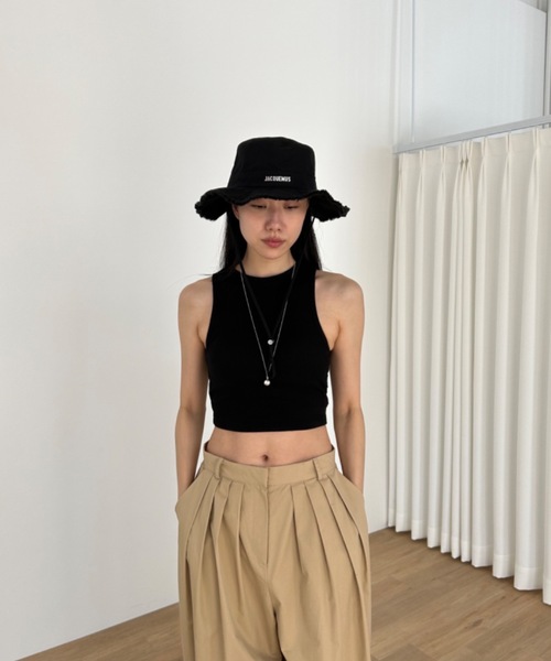 Didot.showroom（ディドット ショールーム）の「クロップドアメスリタンク（パッド入り）（タンクトップ・レディース・ホワイト/ブラック/ヘザーグレー/ブルーグレー・FREE）」の17枚目の写真