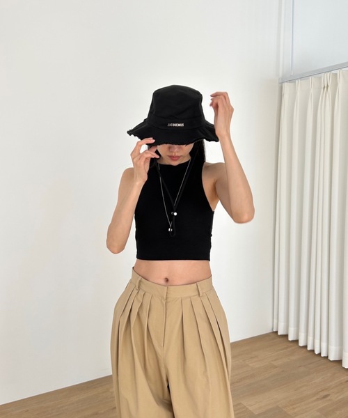 Didot.showroom（ディドット ショールーム）の「クロップドアメスリタンク（パッド入り）（タンクトップ・レディース・ホワイト/ブラック/ヘザーグレー/ブルーグレー・FREE）」の19枚目の写真