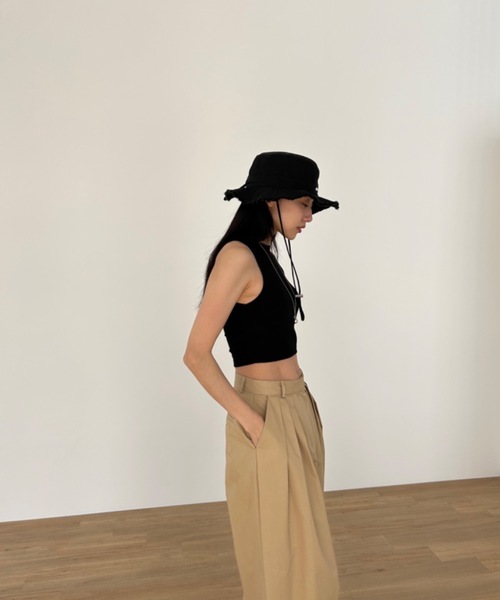 Didot.showroom（ディドット ショールーム）の「クロップドアメスリタンク（パッド入り）（タンクトップ・レディース・ホワイト/ブラック/ヘザーグレー/ブルーグレー・FREE）」の22枚目の写真