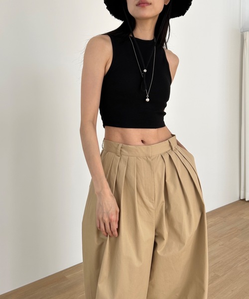 Didot.showroom（ディドット ショールーム）の「クロップドアメスリタンク（パッド入り）（タンクトップ・レディース・ホワイト/ブラック/ヘザーグレー/ブルーグレー・FREE）」の11枚目の写真