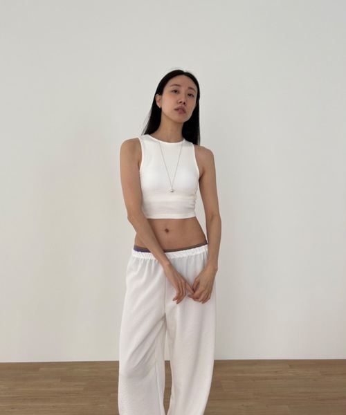 Didot.showroom（ディドット ショールーム）の「クロップドアメスリタンク（パッド入り）（タンクトップ・レディース・ホワイト/ブラック/ヘザーグレー/ブルーグレー・FREE）」の20枚目の写真