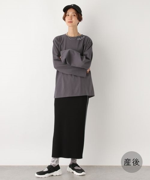 LEPSIM（レプシィム）の「【産前・産後対応】マタニティ／12ゲージラインナロースカート　961418（マタニティウェア/グッズ・レディース・ブラック/キャメル・FREE）」の18枚目の写真