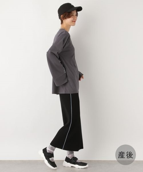 LEPSIM（レプシィム）の「【産前・産後対応】マタニティ／12ゲージラインナロースカート　961418（マタニティウェア/グッズ・レディース・ブラック/キャメル・FREE）」の6枚目の写真