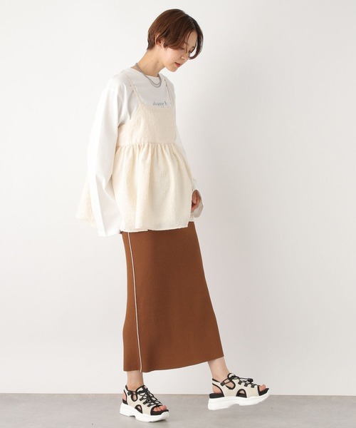 LEPSIM（レプシィム）の「【産前・産後対応】マタニティ／12ゲージラインナロースカート　961418（マタニティウェア/グッズ・レディース・ブラック/キャメル・FREE）」の12枚目の写真