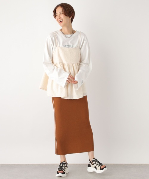 LEPSIM（レプシィム）の「【産前・産後対応】マタニティ／12ゲージラインナロースカート　961418（マタニティウェア/グッズ・レディース・ブラック/キャメル・FREE）」の19枚目の写真