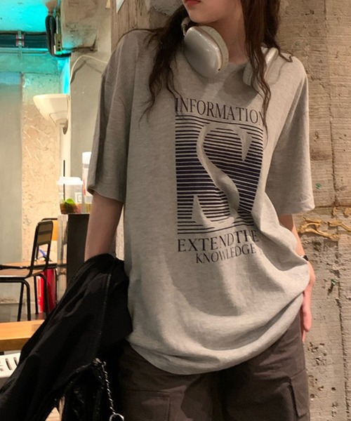 LYEON（リヨン）の「ビッグシルエットTシャツ（Tシャツ/カットソー・レディース・グレー/ホワイト・FREE）」の2枚目の写真