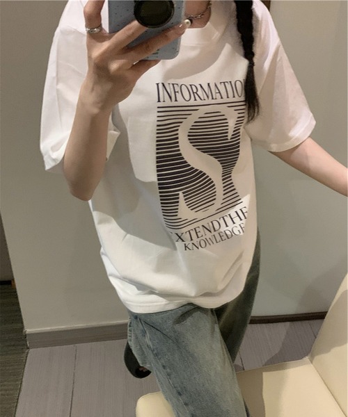 LYEON（リヨン）の「ビッグシルエットTシャツ（Tシャツ/カットソー・レディース・グレー/ホワイト・FREE）」の9枚目の写真