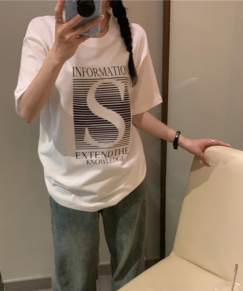 LYEON（リヨン）の「ビッグシルエットTシャツ（Tシャツ/カットソー・レディース・グレー/ホワイト・FREE）」の14枚目の写真