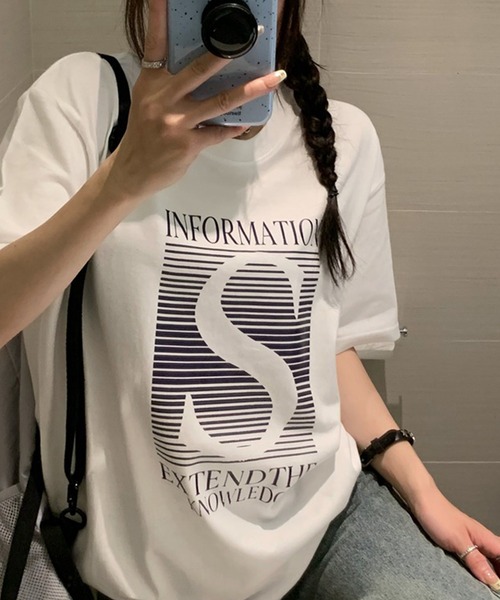 LYEON（リヨン）の「ビッグシルエットTシャツ（Tシャツ/カットソー・レディース・グレー/ホワイト・FREE）」の19枚目の写真