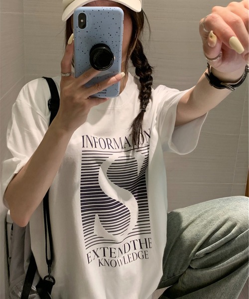 LYEON（リヨン）の「ビッグシルエットTシャツ（Tシャツ/カットソー・レディース・グレー/ホワイト・FREE）」の7枚目の写真