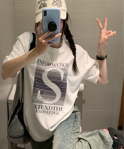 LYEON（リヨン）の「ビッグシルエットTシャツ（Tシャツ/カットソー・レディース・グレー/ホワイト・FREE）」の20枚目の写真