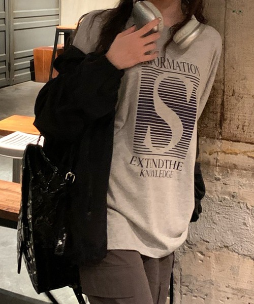 LYEON（リヨン）の「ビッグシルエットTシャツ（Tシャツ/カットソー・レディース・グレー/ホワイト・FREE）」の8枚目の写真
