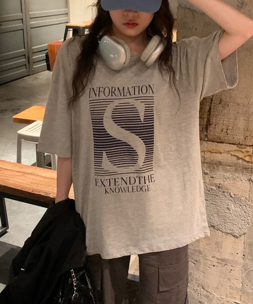 LYEON（リヨン）の「ビッグシルエットTシャツ（Tシャツ/カットソー・レディース・グレー/ホワイト・FREE）」の21枚目の写真
