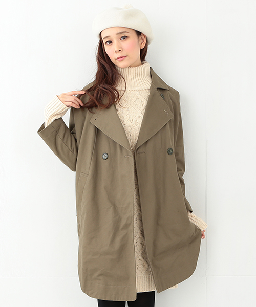 CAROLINA GLASER（カロリナ グレイサー）の「CAROLINA GLASER / ゆるトレンチ ボアコート（その他アウター・レディース・ネイビー/カーキ・ONE SIZE）」の16枚目の写真