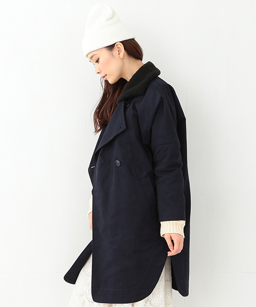 CAROLINA GLASER（カロリナ グレイサー）の「CAROLINA GLASER / ゆるトレンチ ボアコート（その他アウター・レディース・ネイビー/カーキ・ONE SIZE）」の19枚目の写真