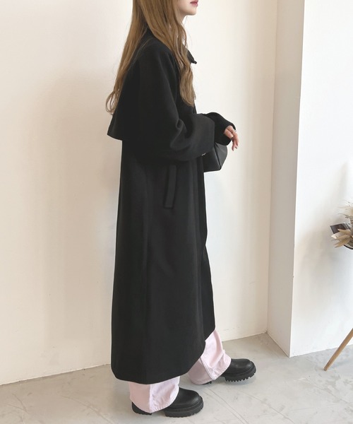 Futier land(フューティアランド)の「フェイクウールケープ付スタンドカラーコート(その他アウター・レディース・ブラック/ブラウン/グレイッシュベージュ・MEDIUM/LARGE)」の10枚目の写真