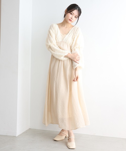one after another NICE CLAUP（ワンアフターアナザーナイスクラップ）の「【Sygne】異素材ドッキングワンピース/dress collection（ドレス・レディース・アイボリー/ブラック・FREE）」の7枚目の写真