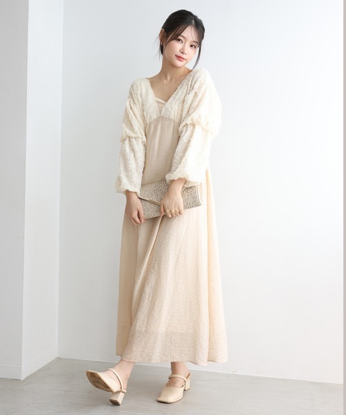 セール】【Sygne】異素材ドッキングワンピース/dress collection