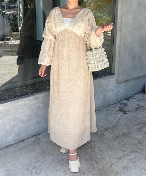 one after another NICE CLAUP（ワンアフターアナザーナイスクラップ）の「【Sygne】異素材ドッキングワンピース/dress collection（ドレス・レディース・アイボリー/ブラック・FREE）」の15枚目の写真