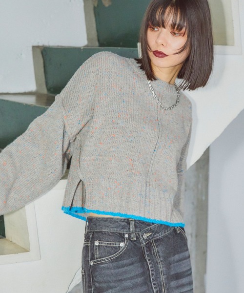 ELLEgirl（エルガール）の「《新色追加》カラーネップニットプルオーバー【ELLEgirl/エル ガール】（ニット/セーター・レディース・ベージュ/ラベンダー/グレー・FREE）」の2枚目の写真