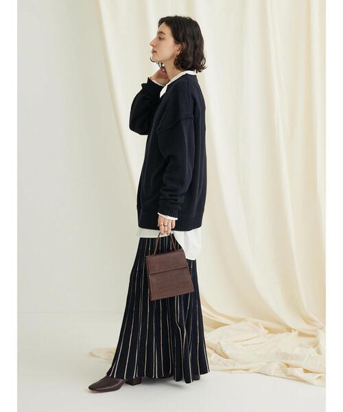 CRAFT STANDARD BOUTIQUE（クラフトスタンダードブティック）の「配色ストライプニットスカート（スカート・レディース・ブラック/ブルー・FREE）」の13枚目の写真