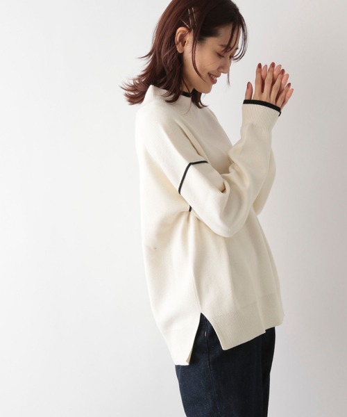 GLOBAL WORK（グローバルワーク）の「メルティパイピングプルオーバー/904806（ニット/セーター・レディース・グリーン系その他/ブラック系その他/グレー系その他/ベージュ系その他/ホワイト系その他・MEDIUM/LARGE）」の8枚目の写真