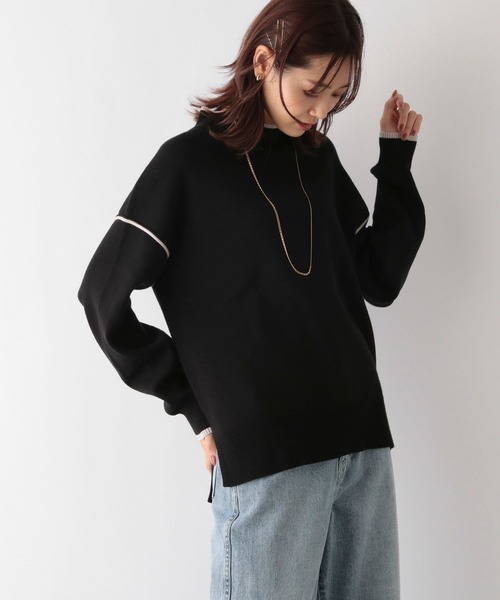 GLOBAL WORK（グローバルワーク）の「メルティパイピングプルオーバー/904806（ニット/セーター・レディース・グリーン系その他/ブラック系その他/グレー系その他/ベージュ系その他/ホワイト系その他・MEDIUM/LARGE）」の14枚目の写真