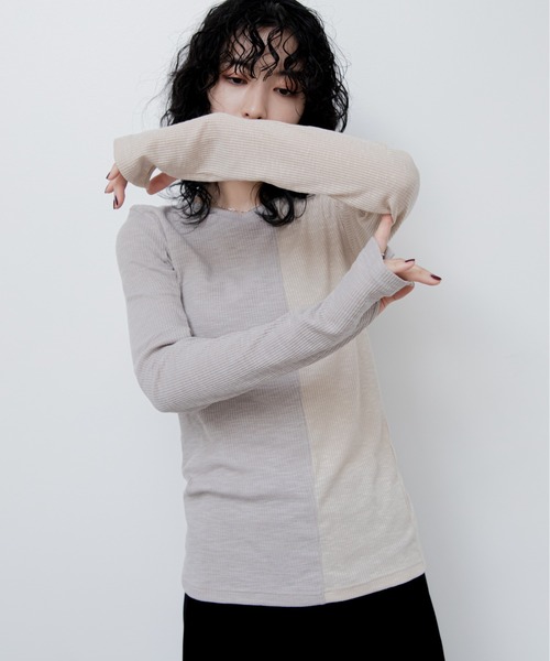 VACANCY（ヴァカンシー）の「袖ホールリブトップス（Tシャツ/カットソー・レディース・ホワイト×ブラック/グレー×ホワイト/ブラック×ブルー/グレー・FREE）」の22枚目の写真