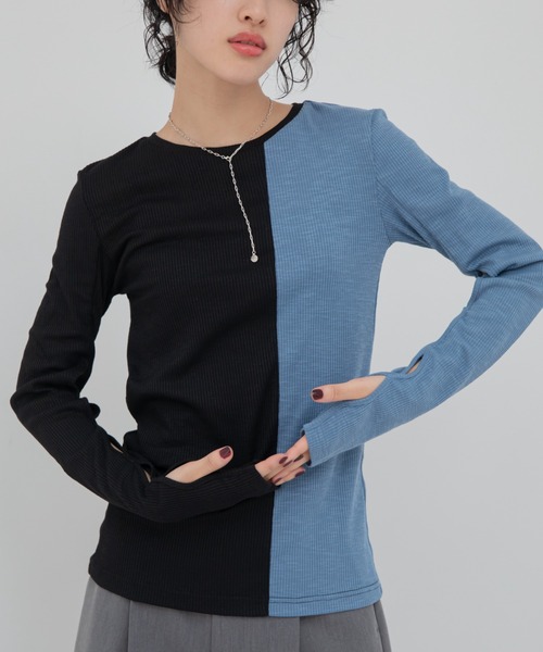 VACANCY（ヴァカンシー）の「袖ホールリブトップス（Tシャツ/カットソー・レディース・ホワイト×ブラック/グレー×ホワイト/ブラック×ブルー/グレー・FREE）」の14枚目の写真