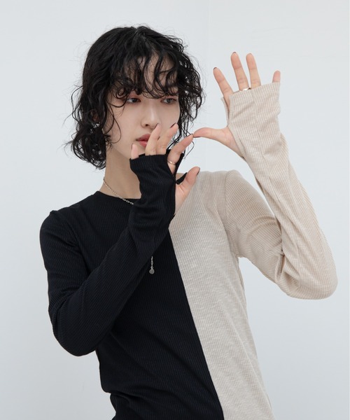 VACANCY（ヴァカンシー）の「袖ホールリブトップス（Tシャツ/カットソー・レディース・ホワイト×ブラック/グレー×ホワイト/ブラック×ブルー/グレー・FREE）」の10枚目の写真