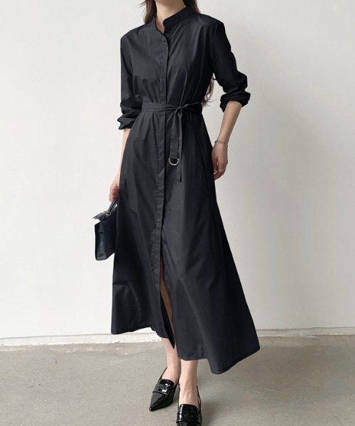 a lot of love（ア ロット オブ ラブ）の「スキッパーネック シャツワンピース（シャツワンピース・レディース・ベージュ/ブラック・FREE）」の3枚目の写真