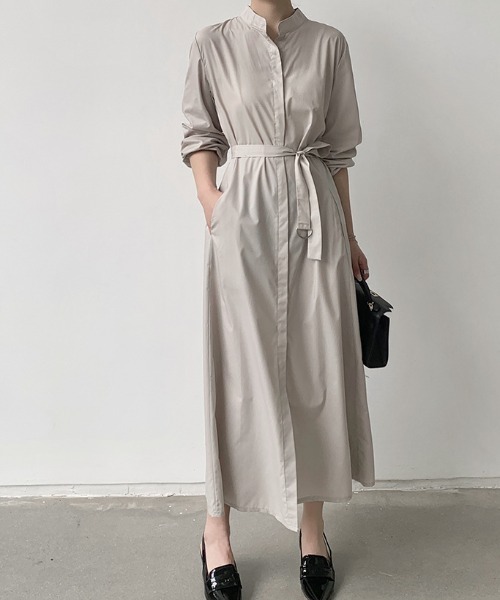 a lot of love（ア ロット オブ ラブ）の「スキッパーネック シャツワンピース（シャツワンピース・レディース・ベージュ/ブラック・FREE）」の8枚目の写真