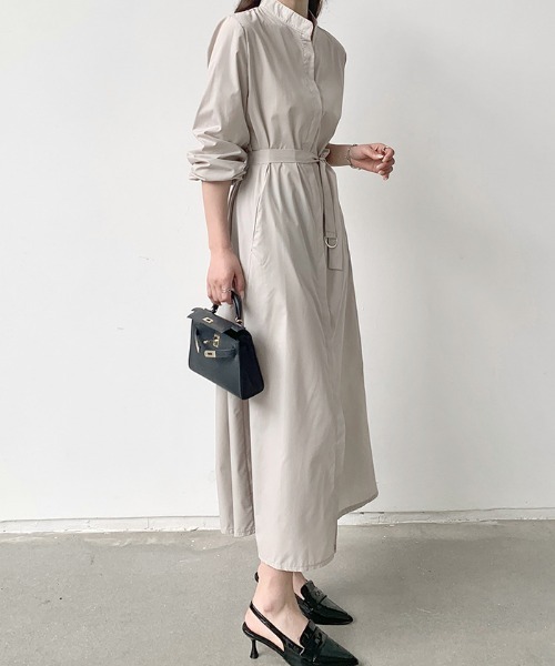 a lot of love（ア ロット オブ ラブ）の「スキッパーネック シャツワンピース（シャツワンピース・レディース・ベージュ/ブラック・FREE）」の9枚目の写真