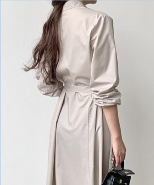 a lot of love（ア ロット オブ ラブ）の「スキッパーネック シャツワンピース（シャツワンピース・レディース・ベージュ/ブラック・FREE）」の10枚目の写真