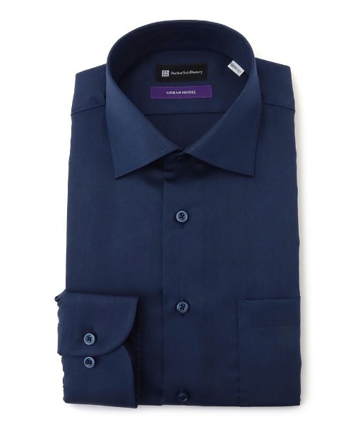 Perfect Suit FActory（パーフェクトスーツファクトリー）の「【形態安定】セミワイド　長袖ワイシャツ　濃色無地　ブラック/ネイビー/ブラウン（ビジネスシャツ・メンズ・ブラック/ネイビー/ブラウン/ワインレッド・首回り43cm-裄丈86cm/首回り37cm-裄丈80cm/首回り39cm-裄丈82cm/首回り41cm-裄丈84cm）」の8枚目の写真