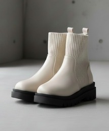 LibertyDoll/+5cm 軽量厚底 トラックソール ニットブーツ ソックスブーツ(9109/9122)