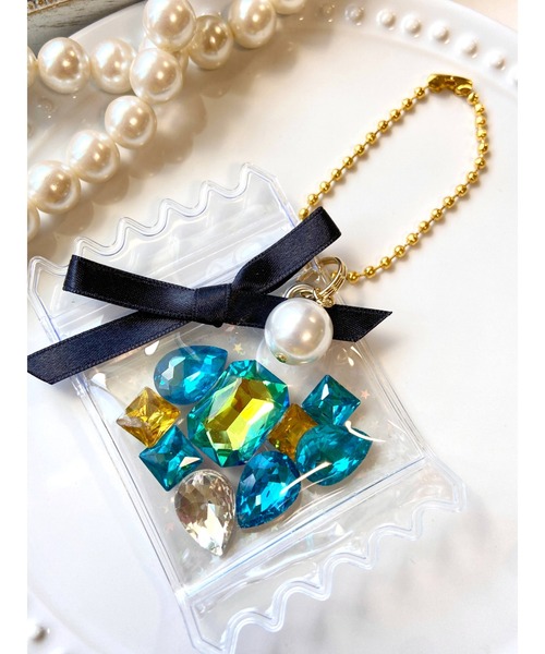 MUURABBTI】黒リボンの宝石キャンディバッグキーホルダー(MA  