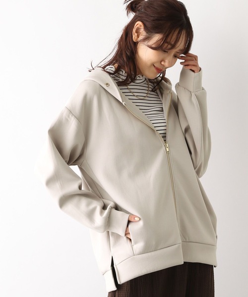 GLOBAL WORK（グローバルワーク）の「ライトクッションZIPパーカー/906293（パーカー・レディース・ネイビー/アイボリー/グレイッシュベージュ/ブラック・MEDIUM/LARGE）」の13枚目の写真